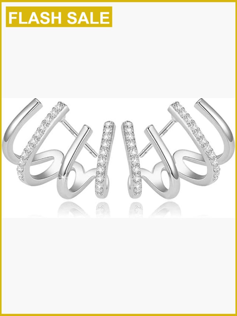 Sterling Silver Hoop Earrings With Cubic Zirconia Studs, Hypoallergenic